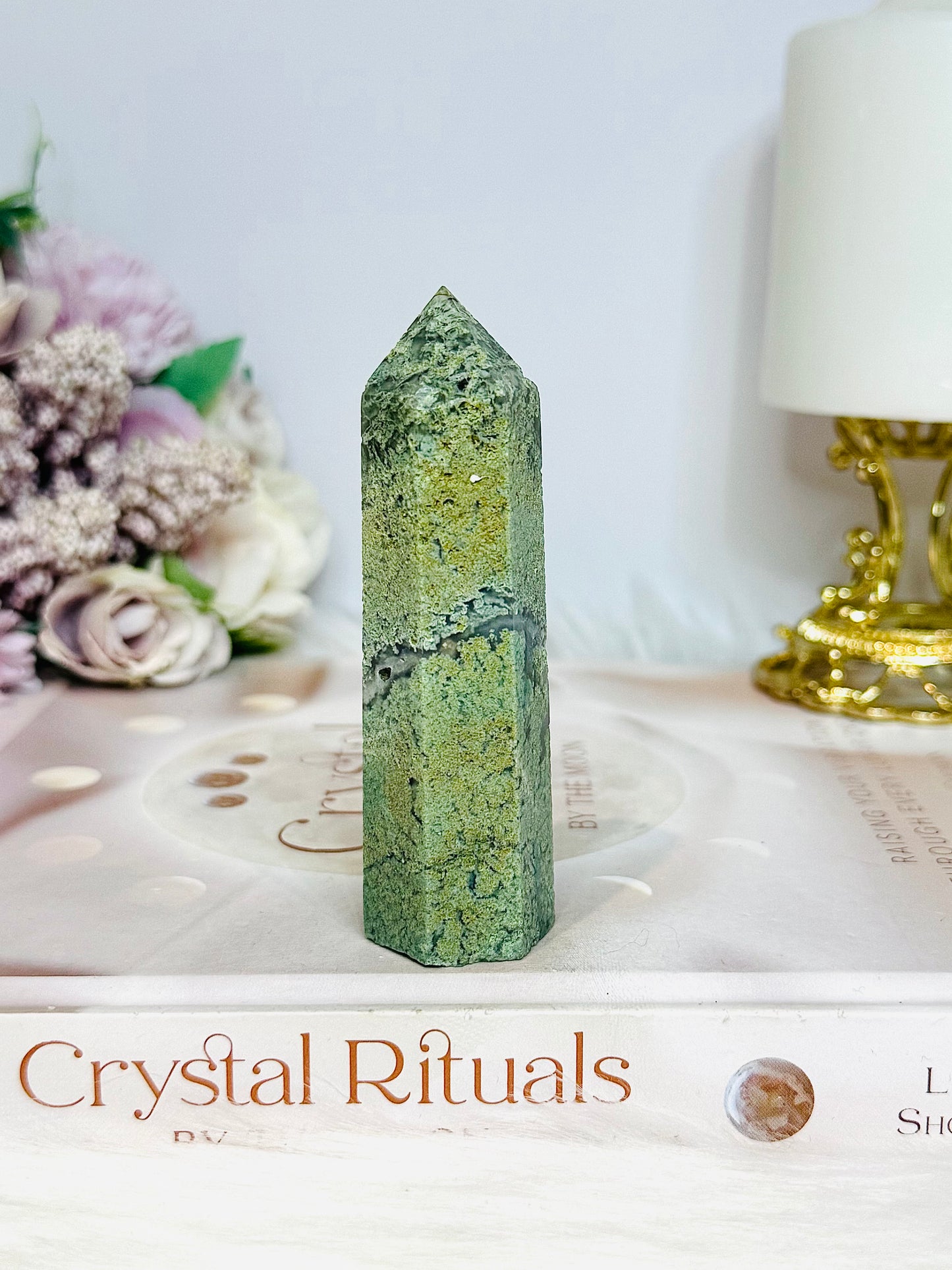 Moss Agate Tower 9cm