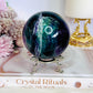 Incredibly Stunning Large 598gram Rainbow Fluorite Sphere On Stand with Amazing Rainbows