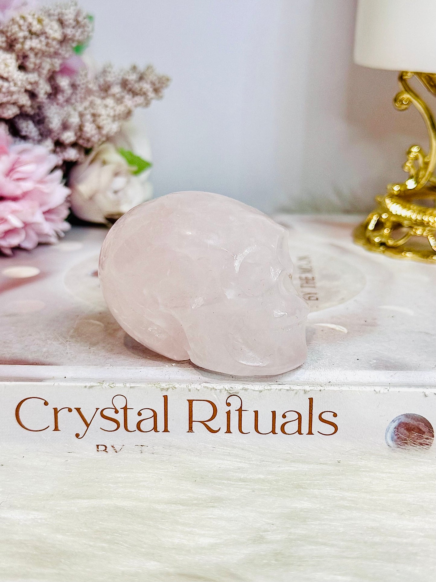 Rose Quartz Carved Skull 5.5cm (slight scratching under right eye)