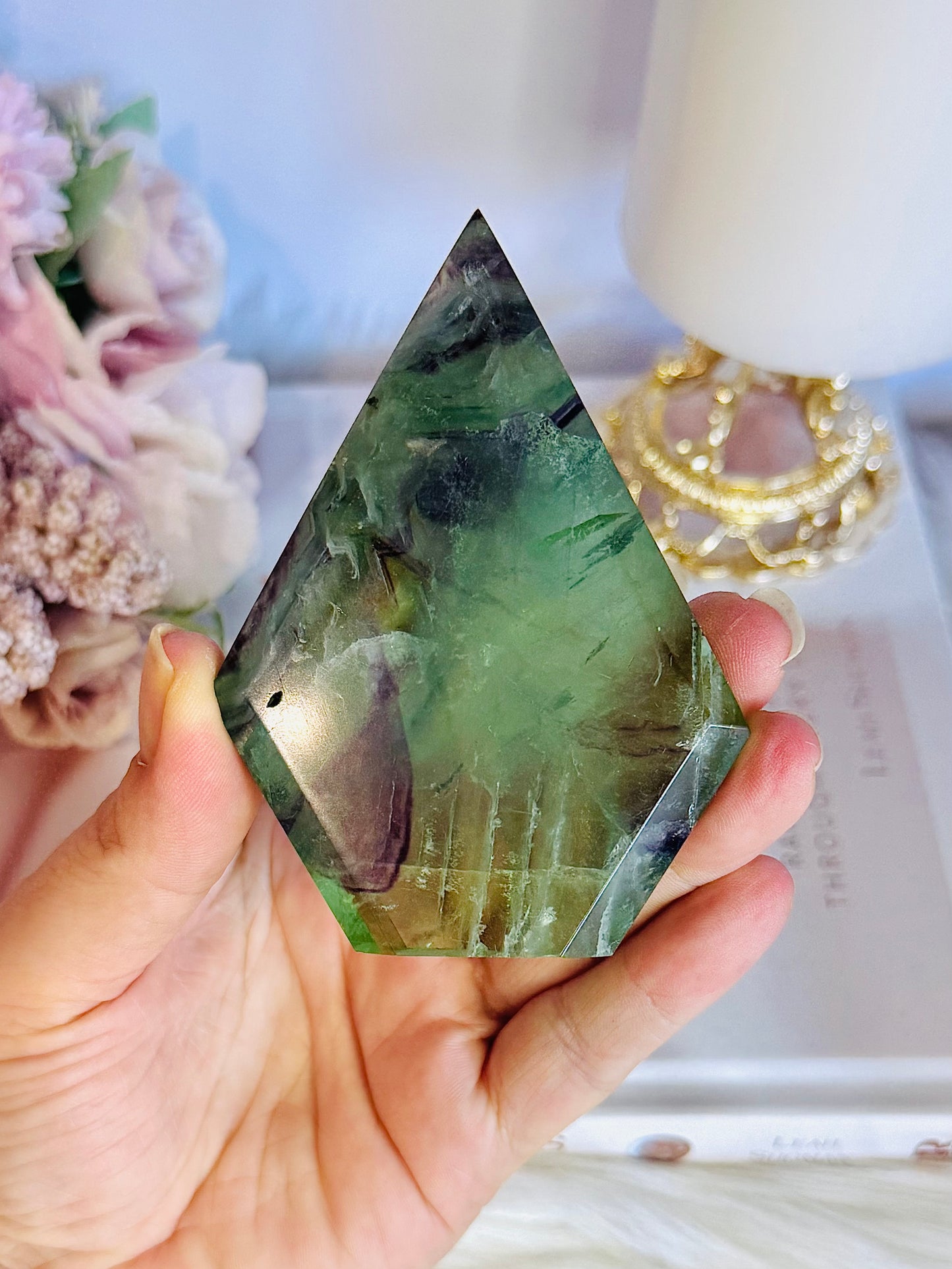 Beautiful 9cm Fluorite Carved Flame | Freeform