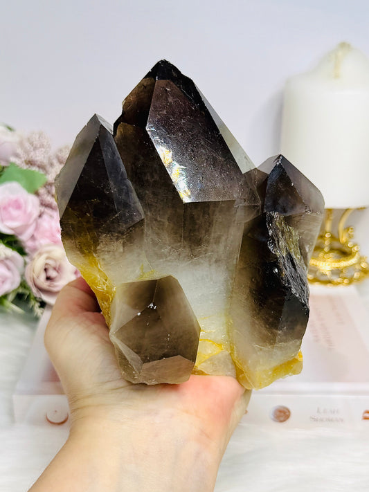 Large Smokey Quartz Cluster Freeform 1.3KG 13cm