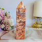 Gorgeous Large 13cm Natural Pink Cotton Candy Agate Carved Tower