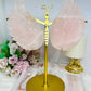 Large Chunky Rose Quartz Butterfly Wings on Gold Stand 26cm 944g