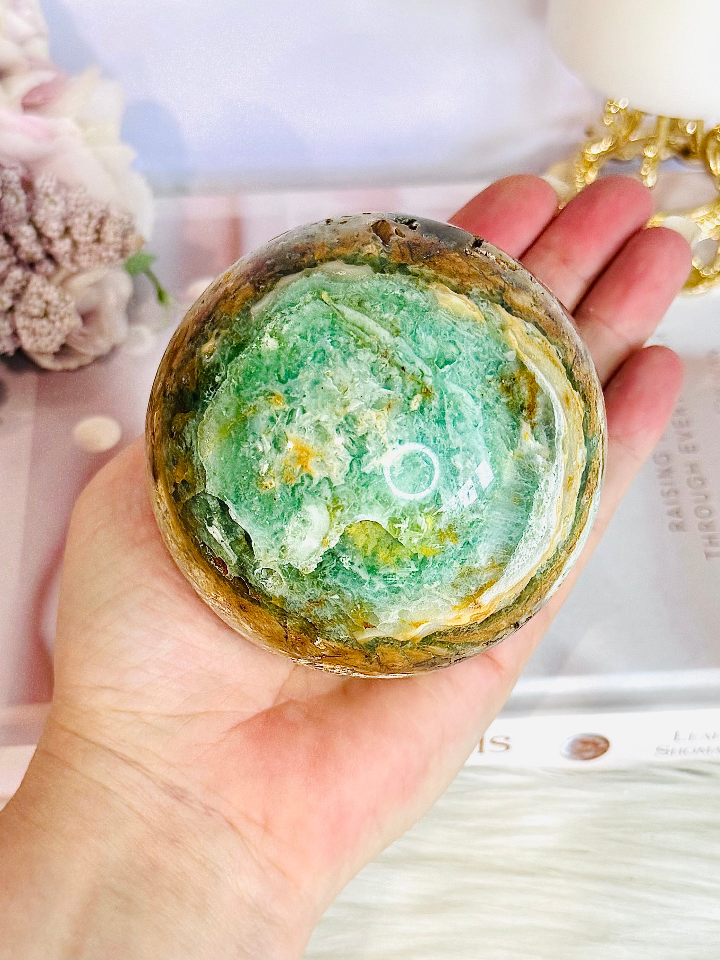 Huge Natural Glorious Variscite Sphere On Stand 802grams