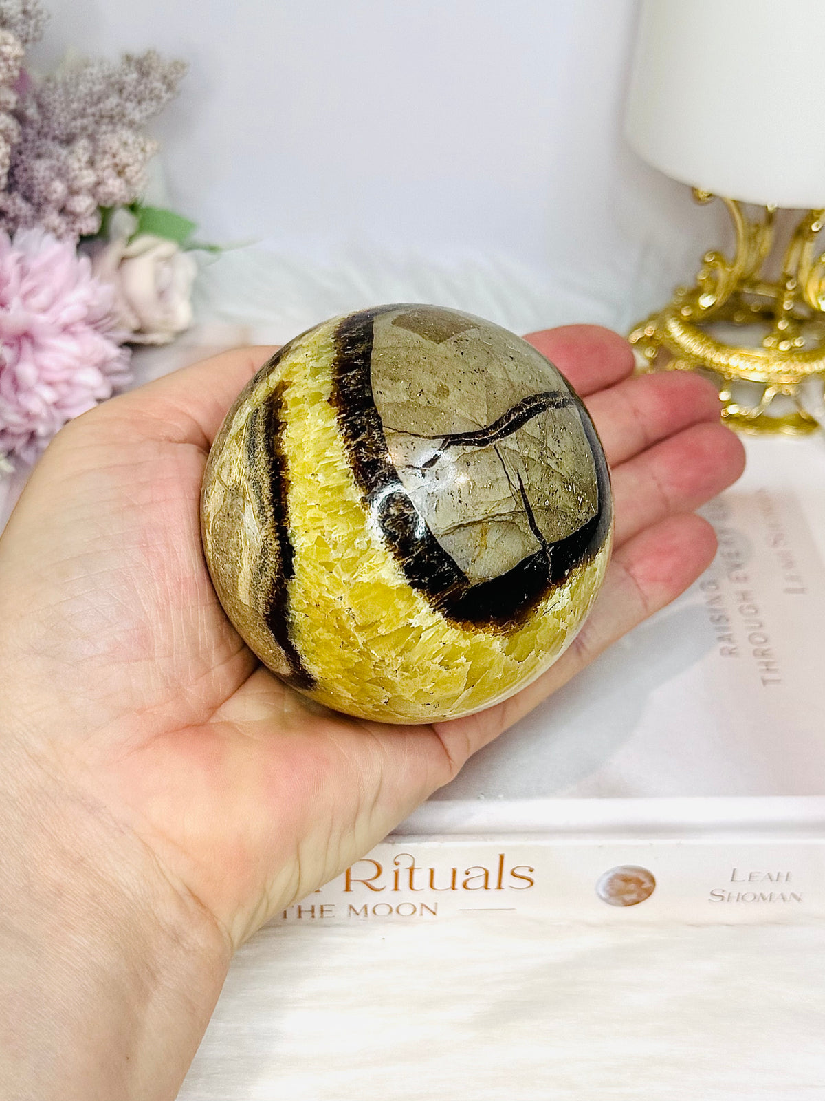 Large Septarian Sphere on Stand 473g