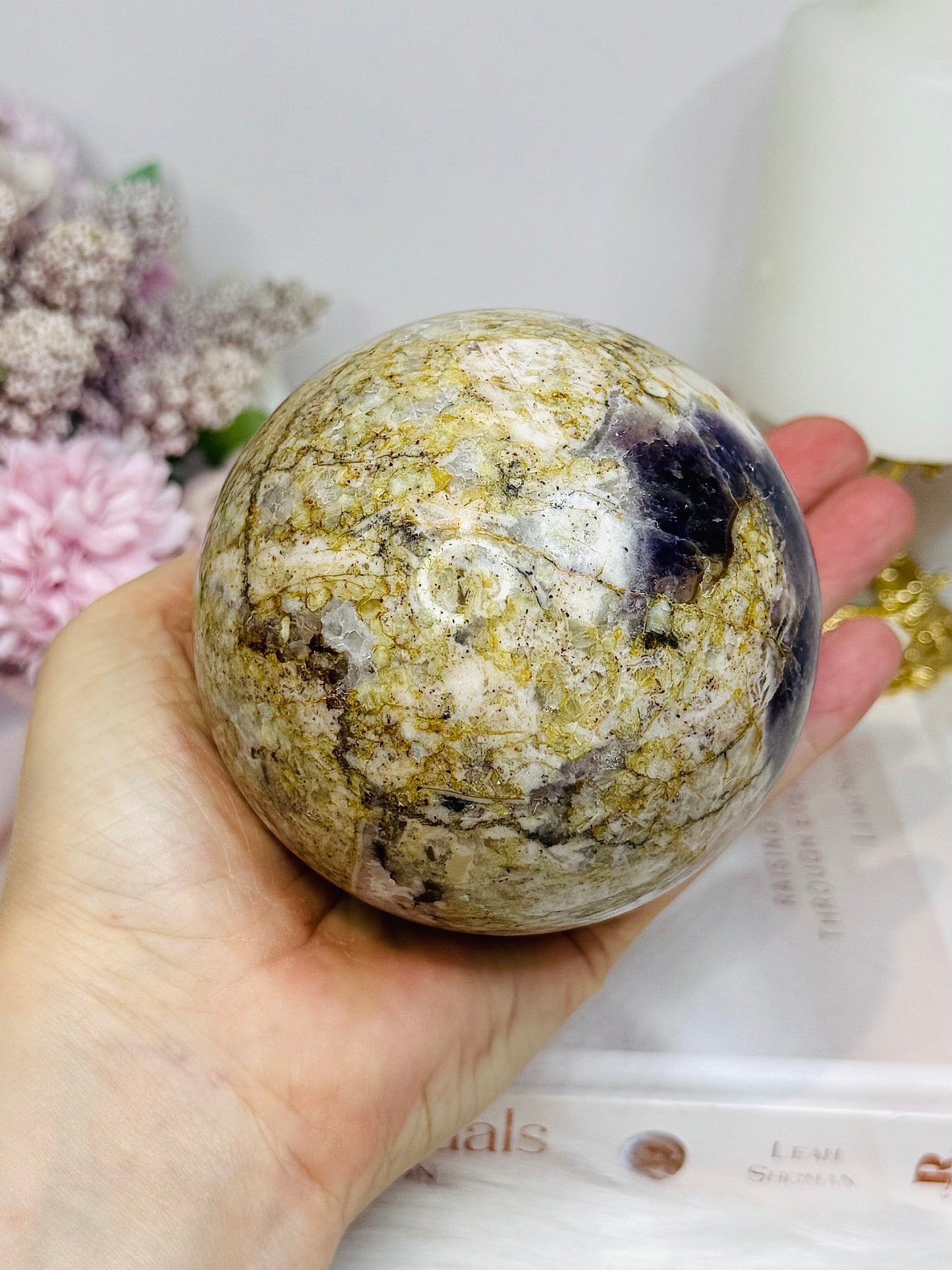 Large Chevron Amethyst Sphere on Stand 926g