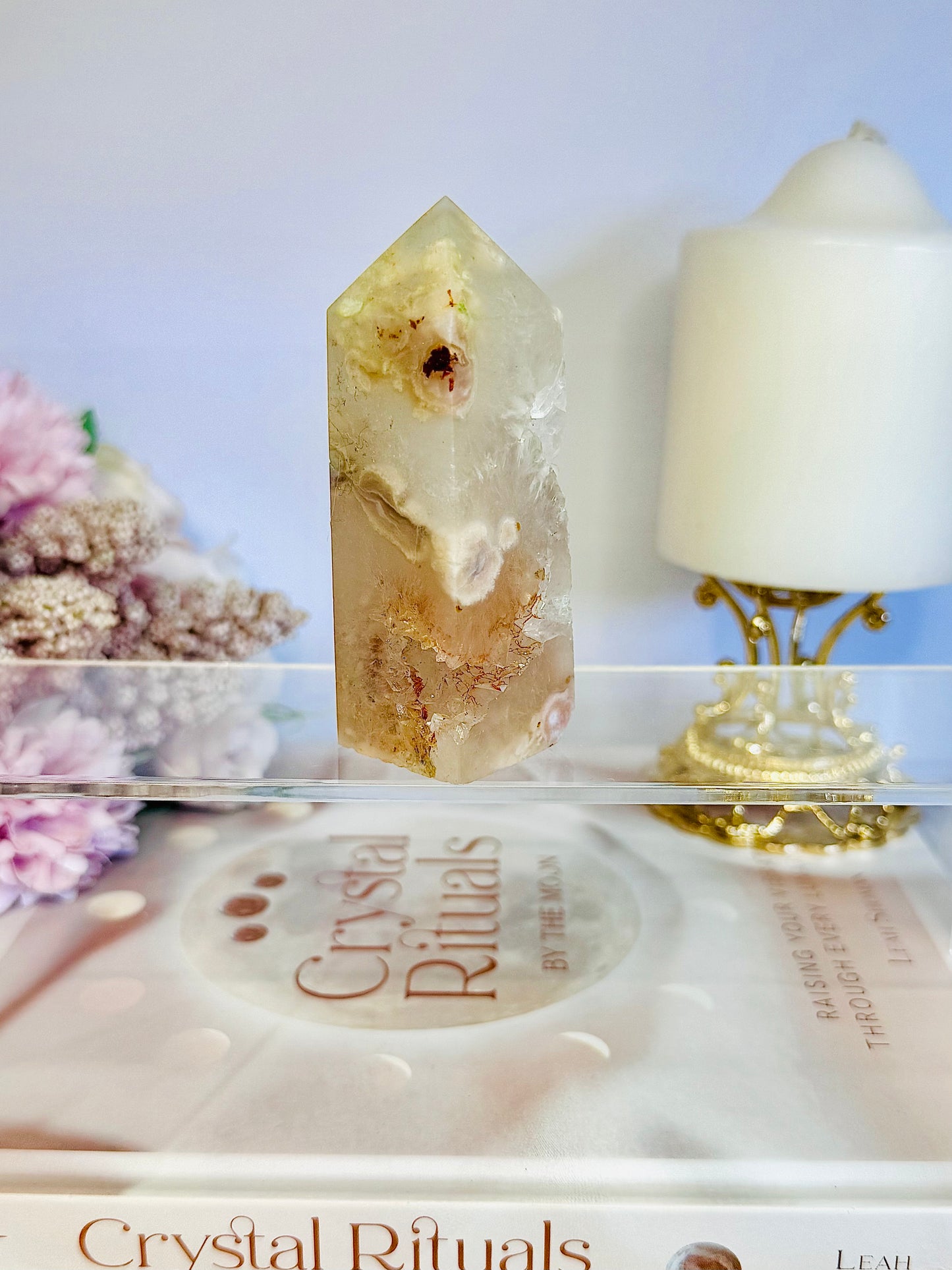 Beautiful Druzy Flower Agate Tower 8.5cm