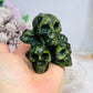 Green Jade 3 Skull & Cross Bones Carving 7cm