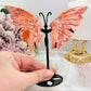 Gorgeous 13cm Pink Agate Butterfly Wings On Black Stand