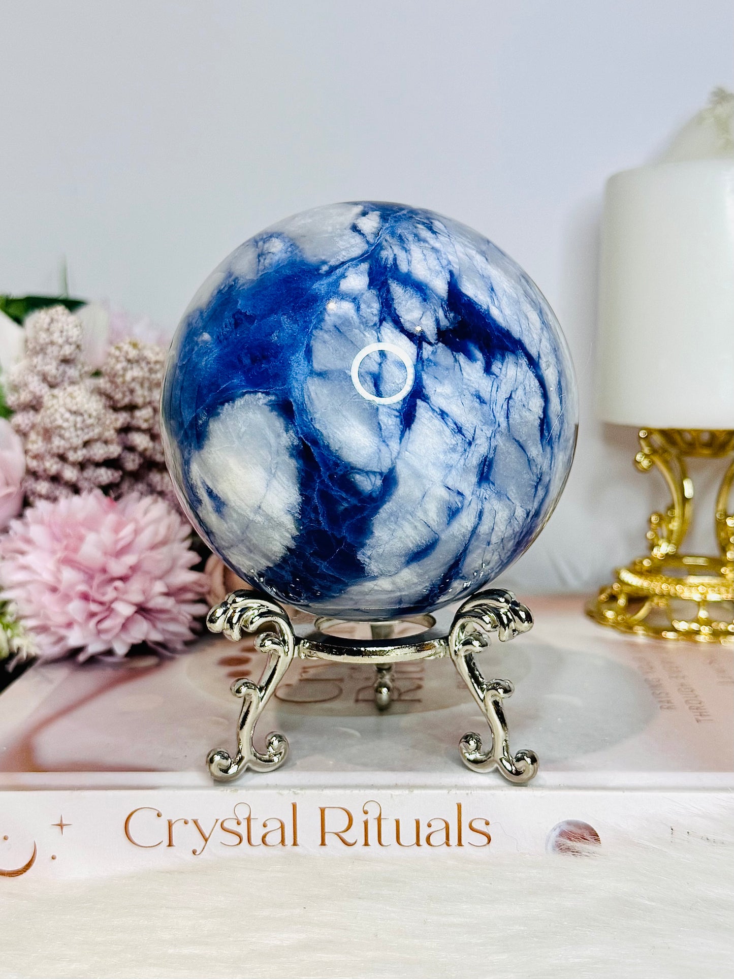 Large Blue Sodalite Sphere on Stand 970g