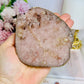 Large Pink Amethyst Druzy Chunky Coaster with Gold Plating 285g