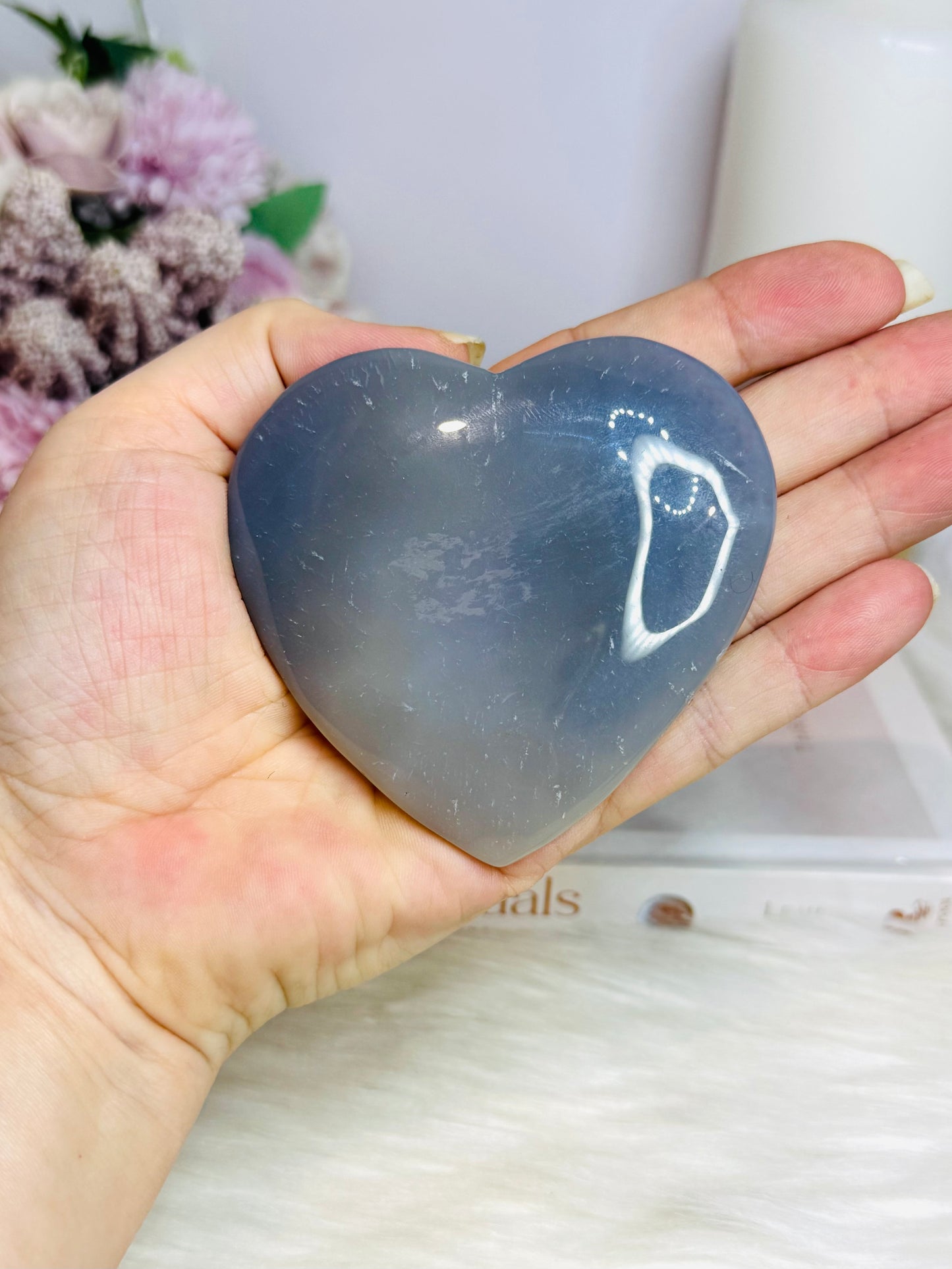 Druzy Agate Carved Heart ~ (Reduced as Light Scratches as back) 8cm
