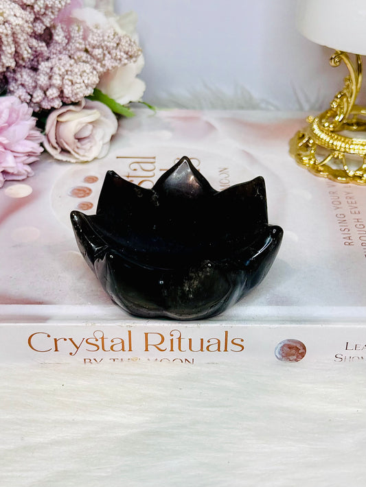Smokey Quartz Carved Lotus Bowl 7.5cm