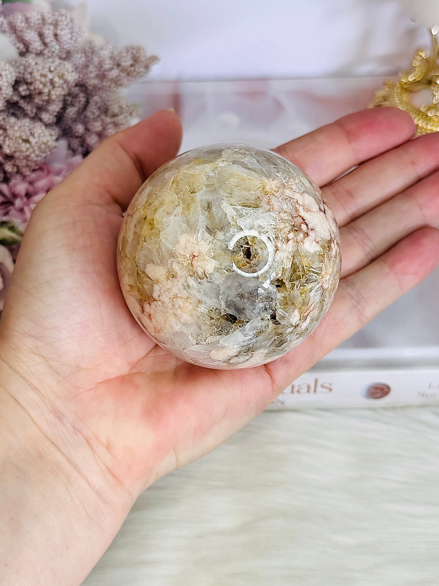 Absolutely Stunning Pink Amethyst X Flower Agate Druzy Sphere on Stand 362grams