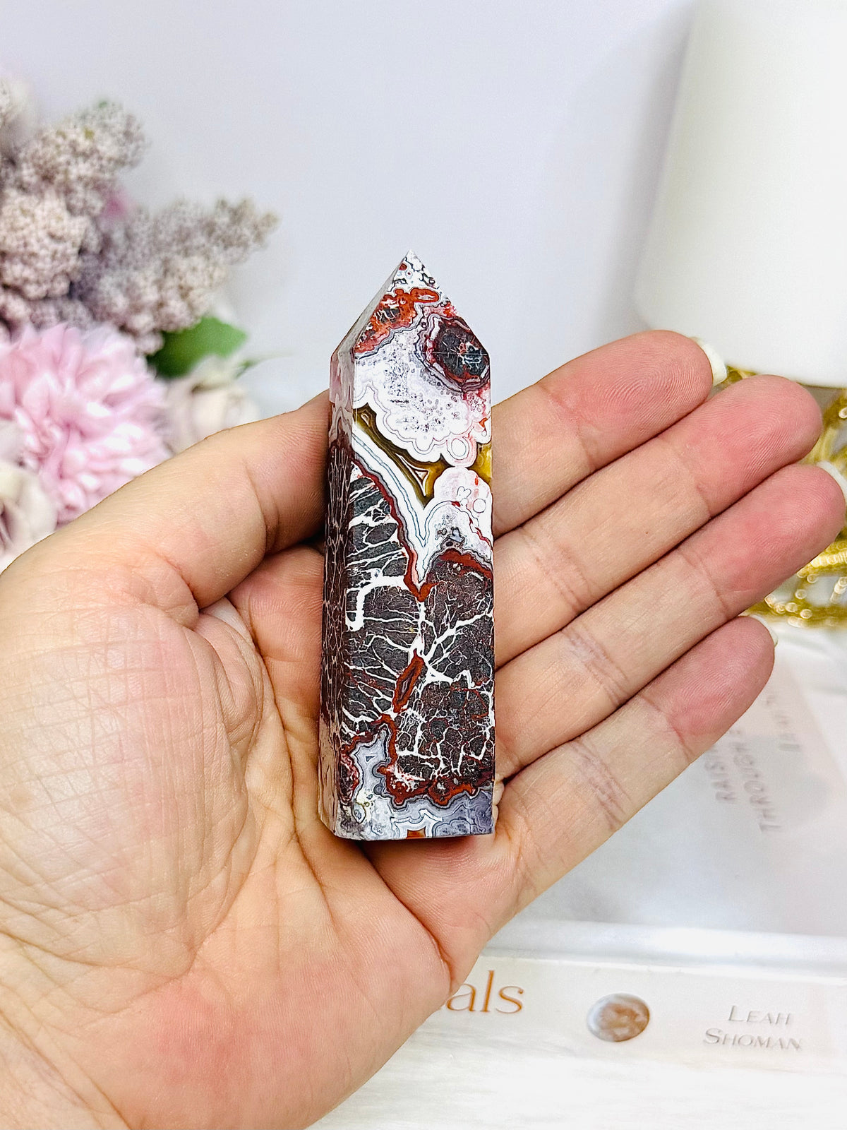 Mexican Lace Agate Tower 8.5cm