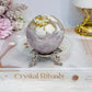 Flower Agate X Amethyst Sphere on Stand 280g