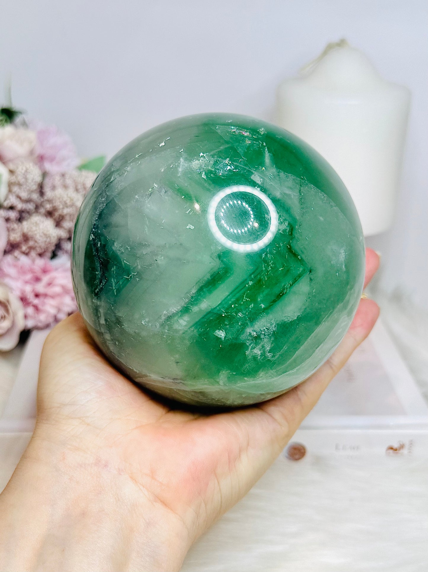 Huge Green Fluorite Sphere on Stand 1.95KG