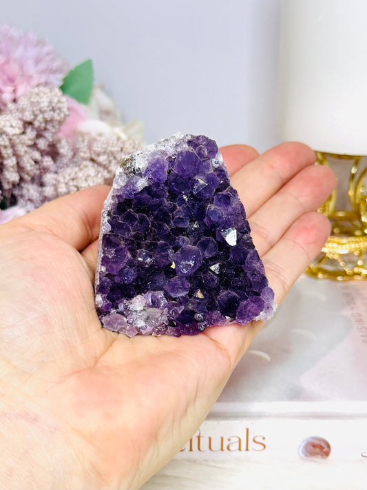 High Grade Deep Purple Amethyst Base Cut Cluster 7cm