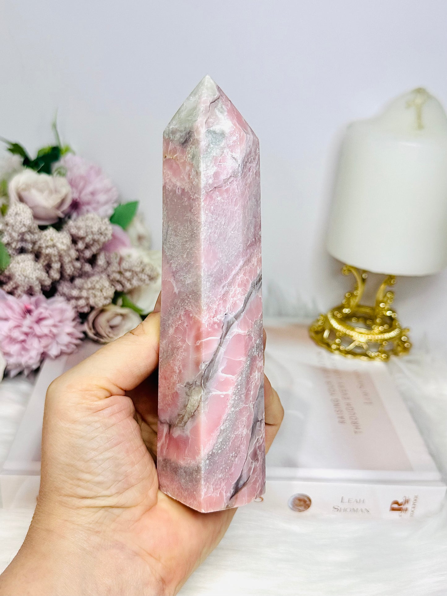 Natural Pink Opal Tower 15.5cm