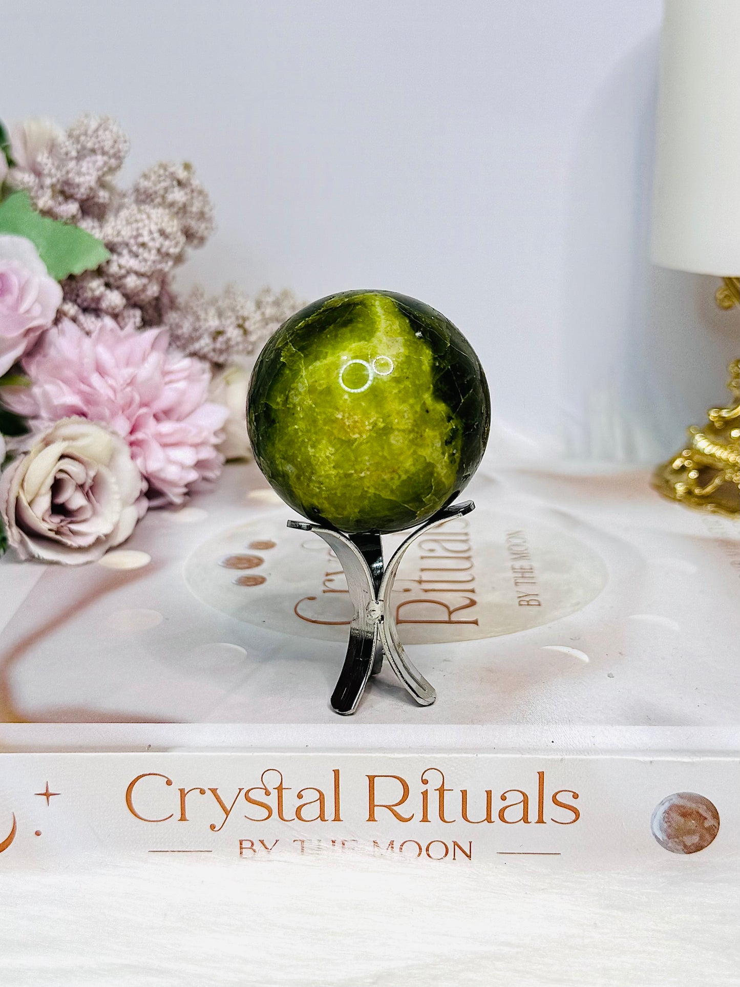 Natural Green Opal Sphere on Stand 87g