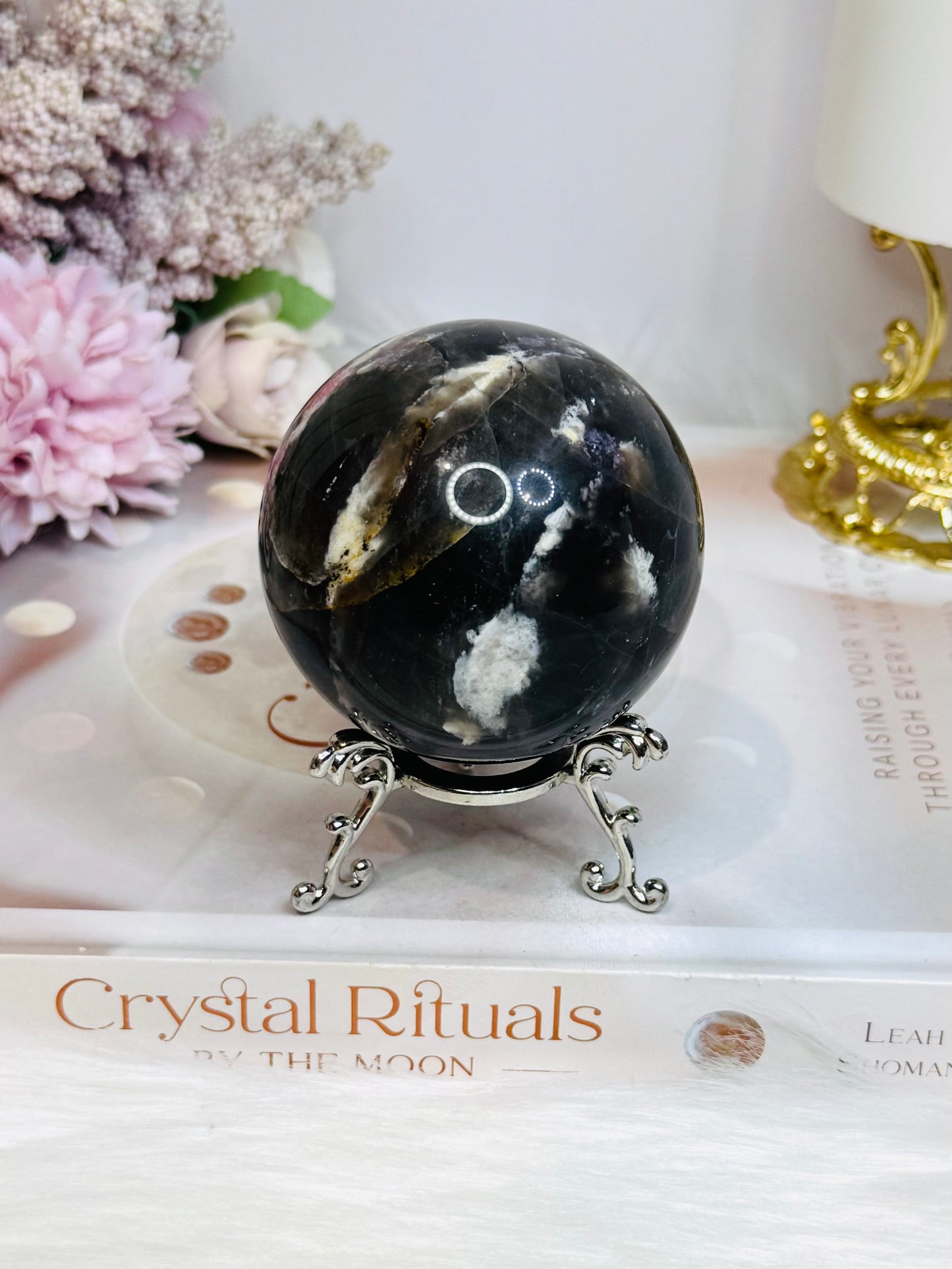Large Pink Purple Tourmaline Sphere on Stand 328g