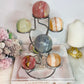 Colourful Large Silver Holder with Seven 7 Dyed Onyx Spheres