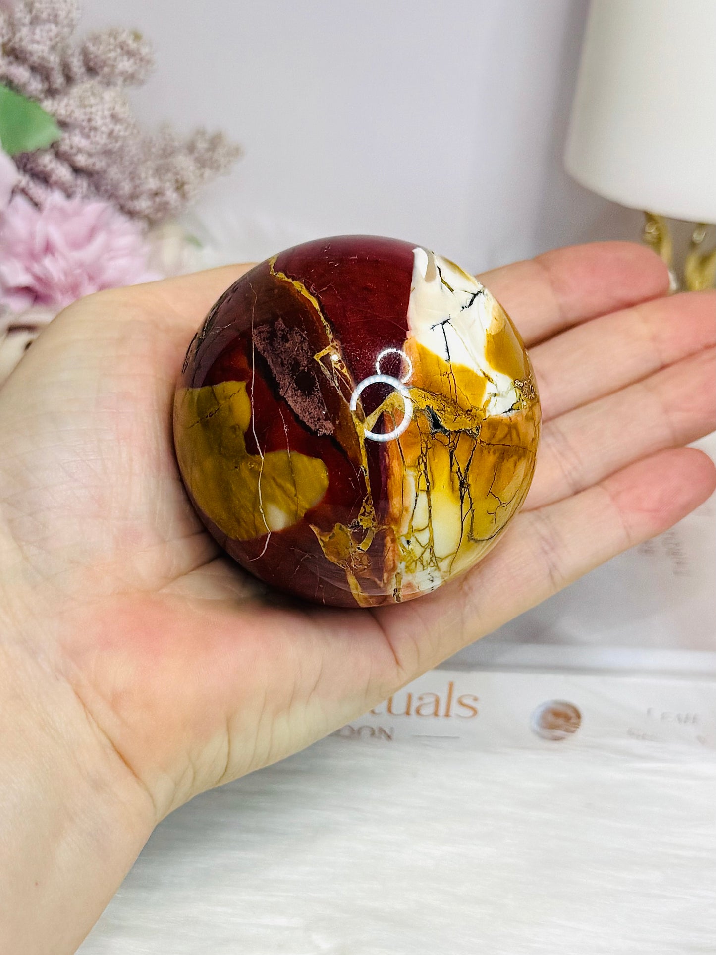Large Mookaite Jasper Sphere on Stand 330g