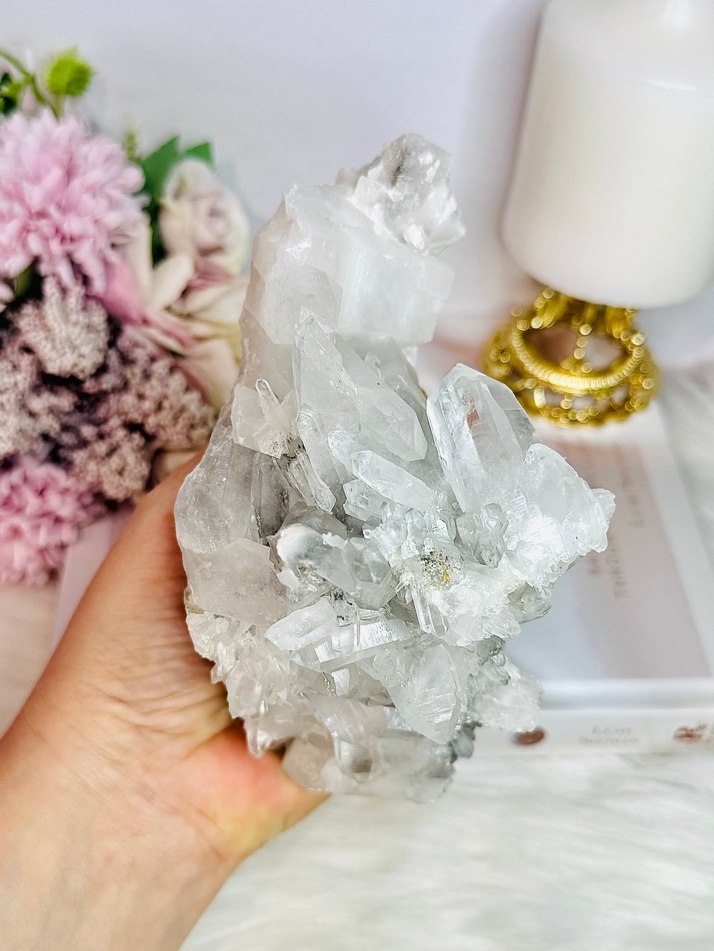 Wow!! Stunning Natural Clear Quartz Cluster Specimen From Brazil 15cm