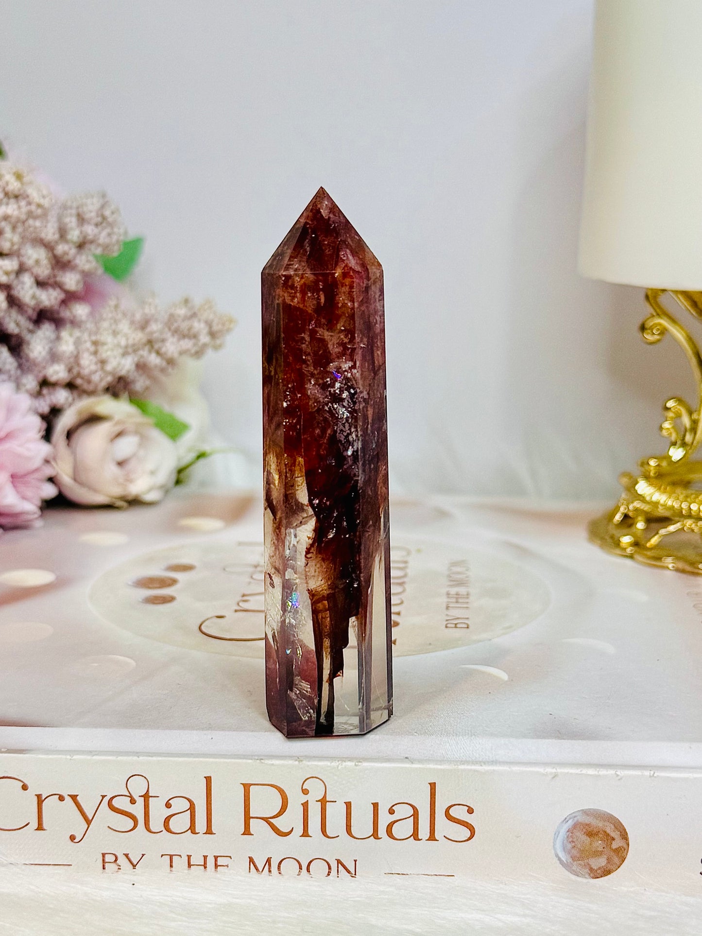 High Grade Fire Quartz Tower with Rainbows 8.5cm