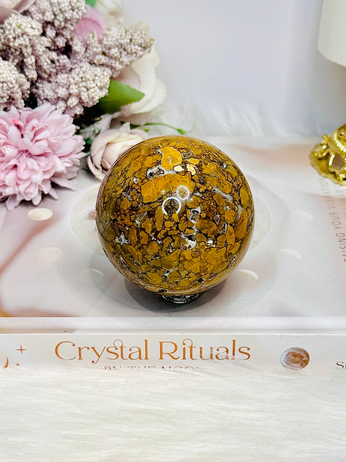 Brecciated Jasper Druzy Sphere on Stand 340g