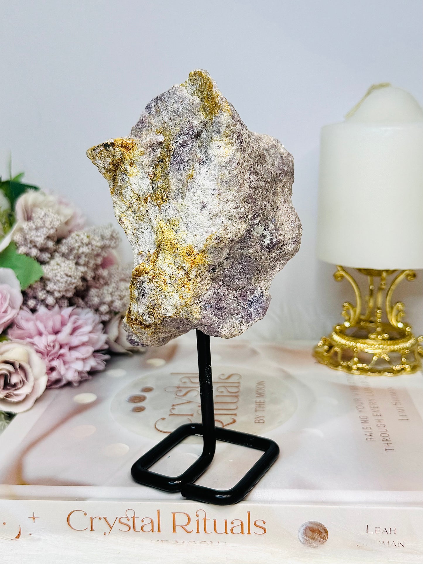 Natural Lepidolite Specimen On Stand 472g 16cm