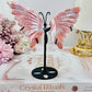 Beautiful 13cm Pink Agate Butterfly Wings On Black Stand