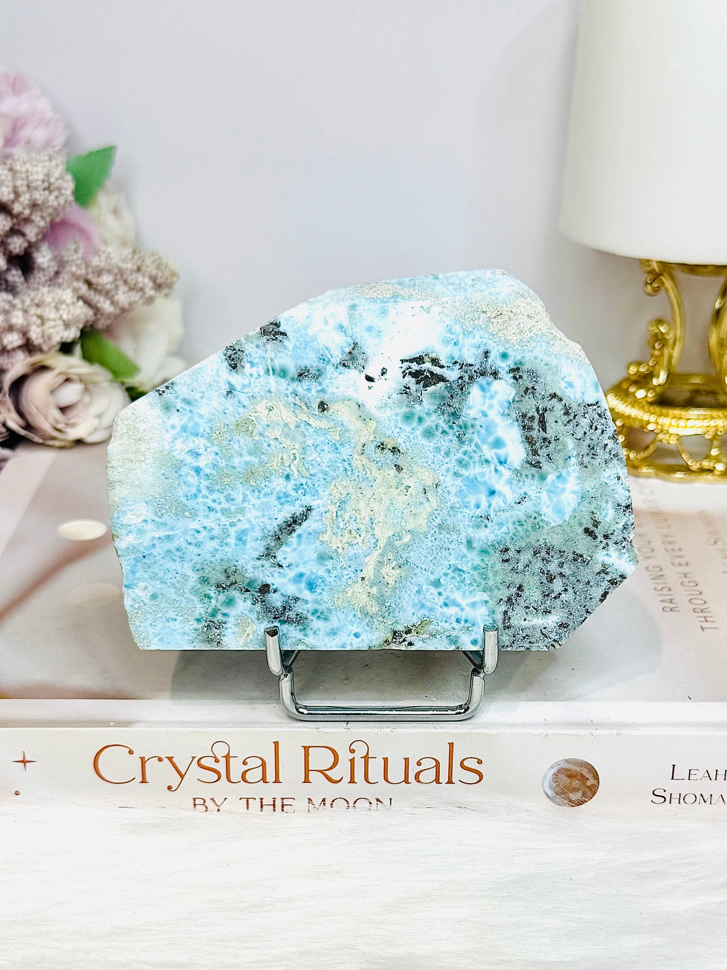 A Collectors Piece ~ Natural Larimar Slab On Stand 10cm 169g