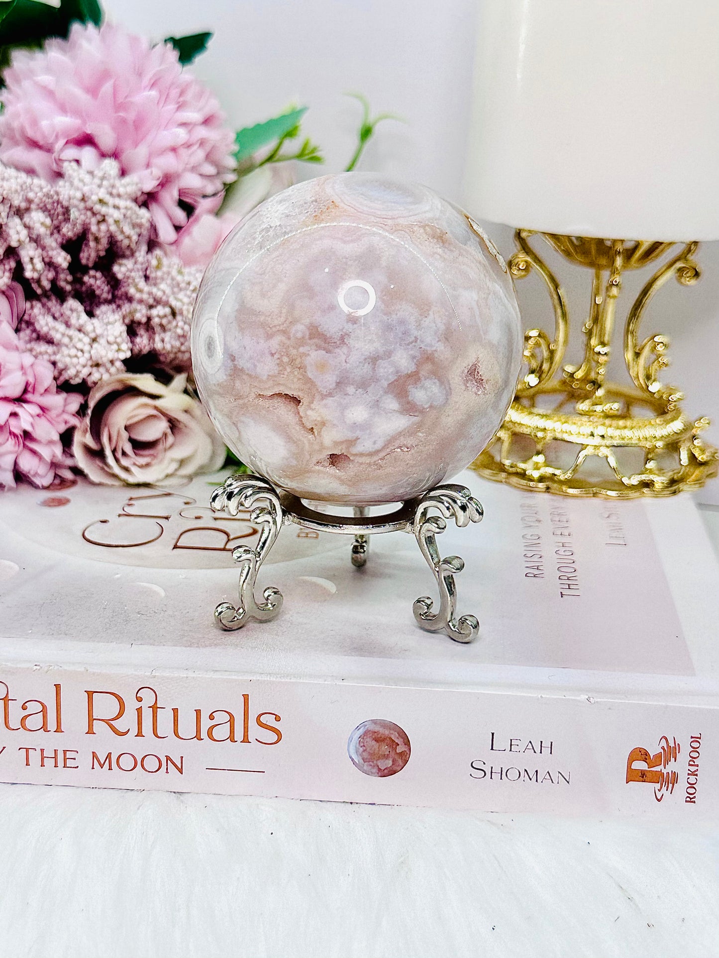 Absolutely Stunning Druzy Pink Amethyst Sphere on Stand 320grams