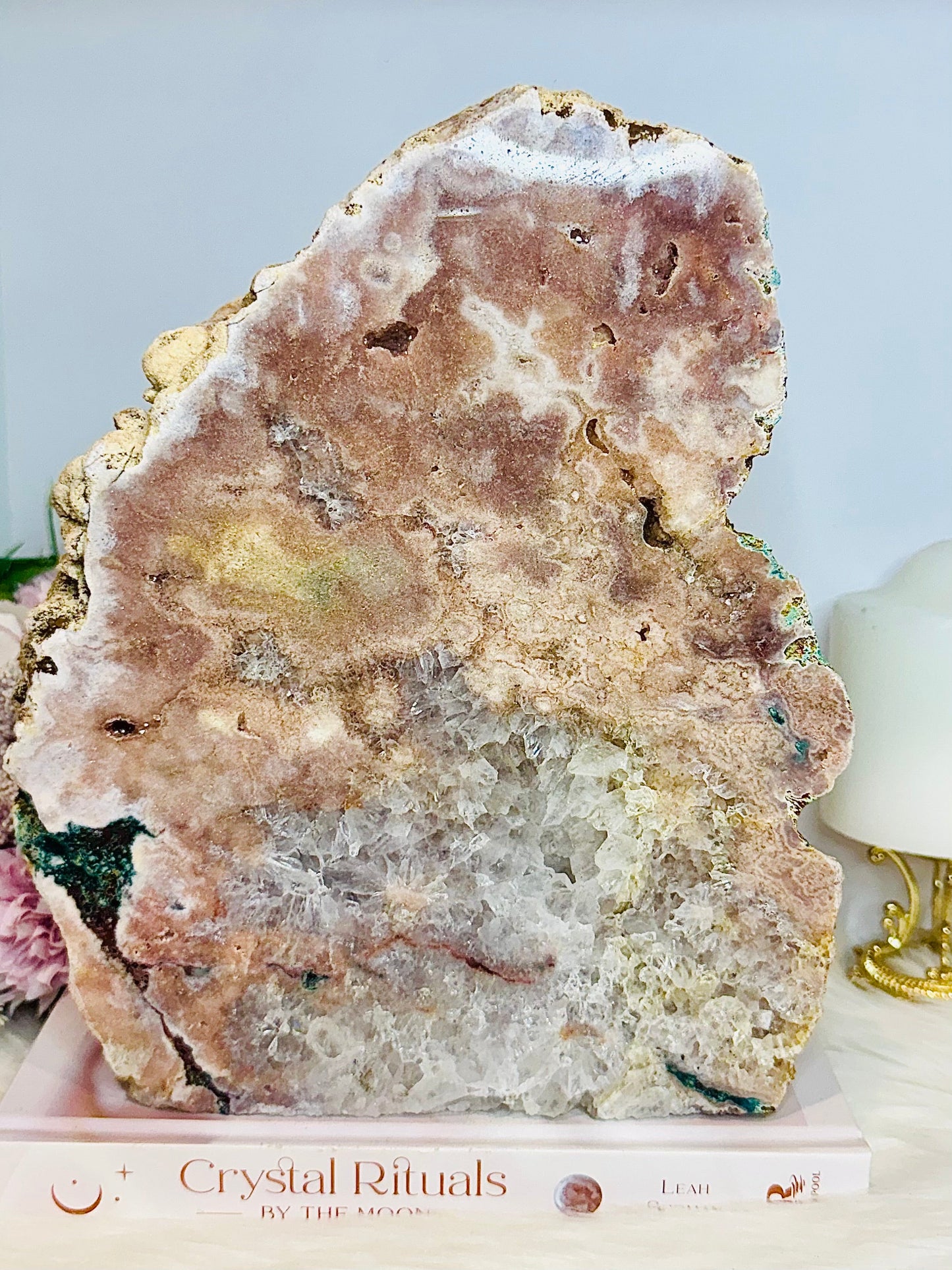 Huge Natural Pink Amethyst Chunky Druzy Slab with Crystallisation from Brazil 23cm 2.82KG