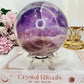 Huge 1.53KG Purple Fluorite Sphere with Rainbows on Stand