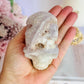 Wow!!! High Grade Incredible Druzy Pink Amethyst Chunky Carved Skull 357grams