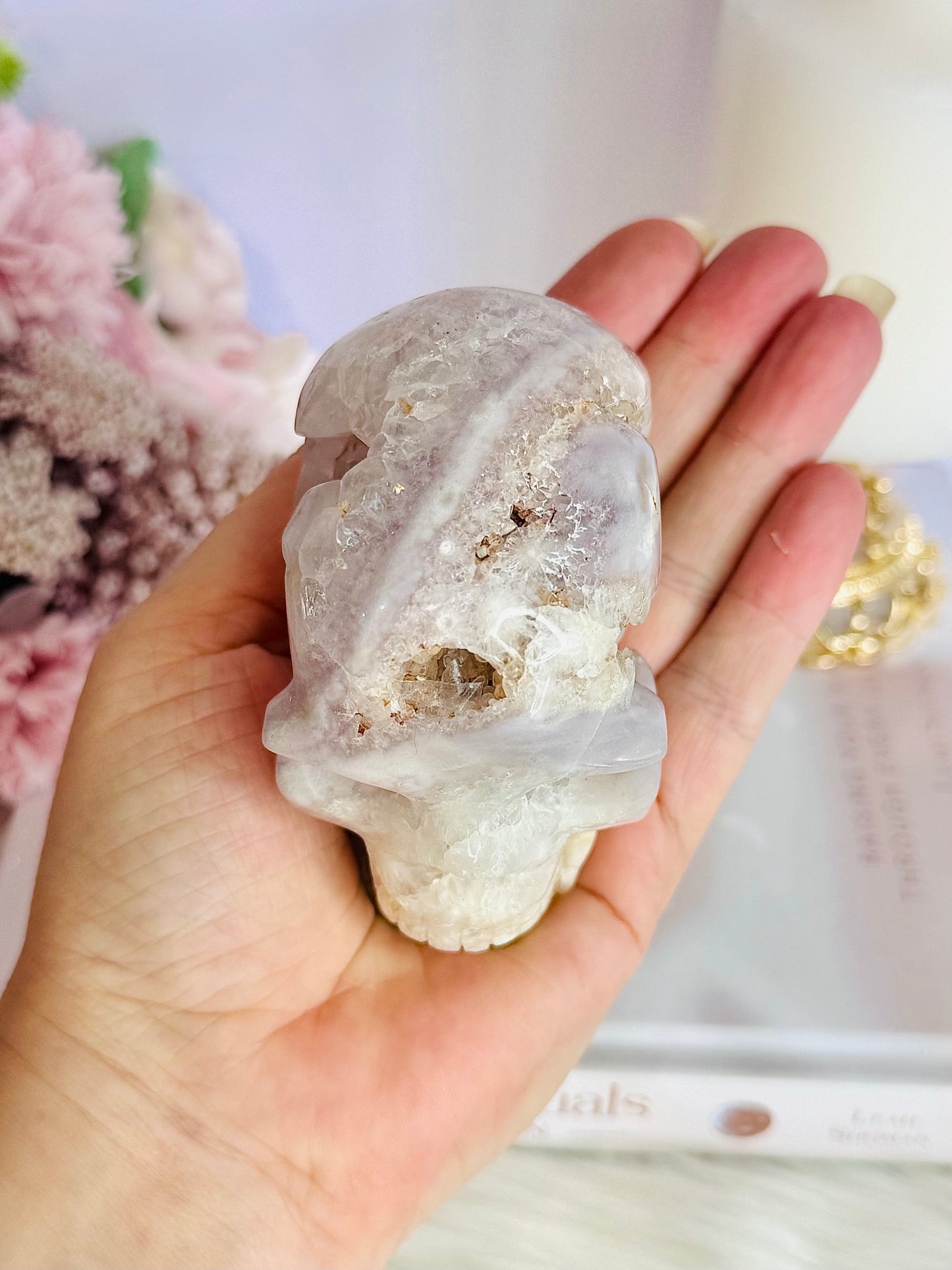 Wow!!! High Grade Incredible Druzy Pink Amethyst Chunky Carved Skull 357grams