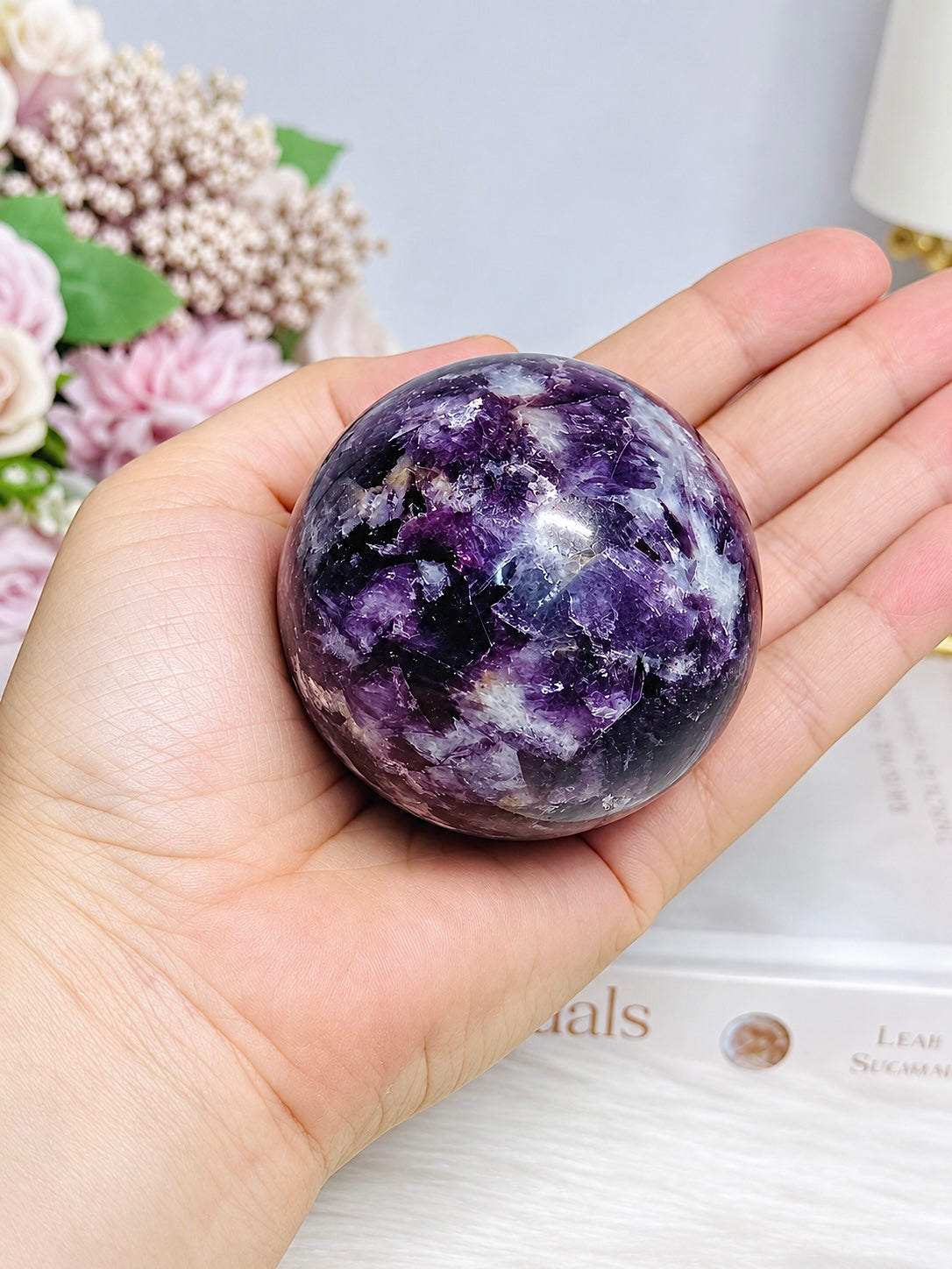 Large Lepidolite | Purple Mica Sphere on Stand 321g
