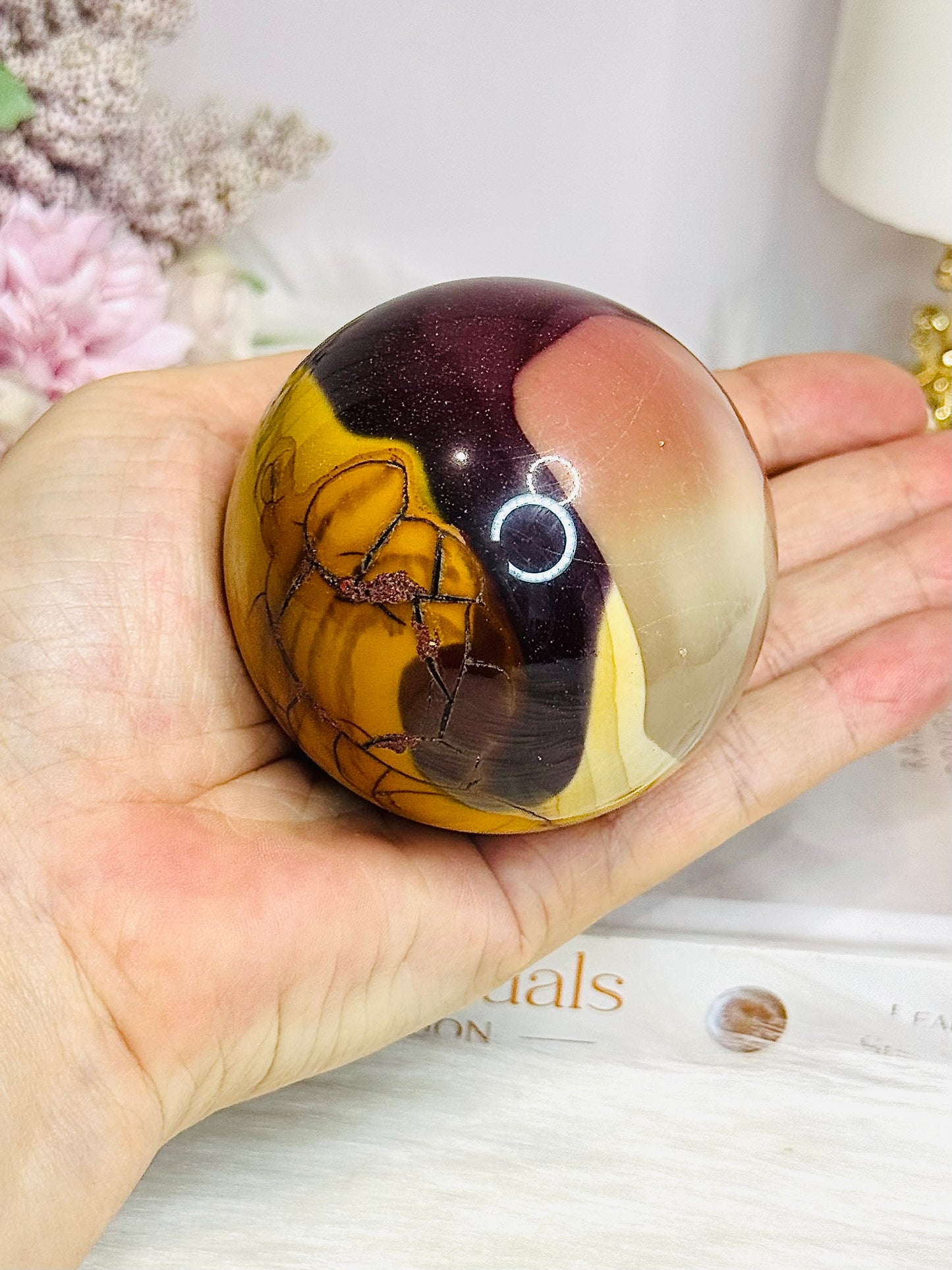 Large Mookaite Jasper Sphere on Stand 392g