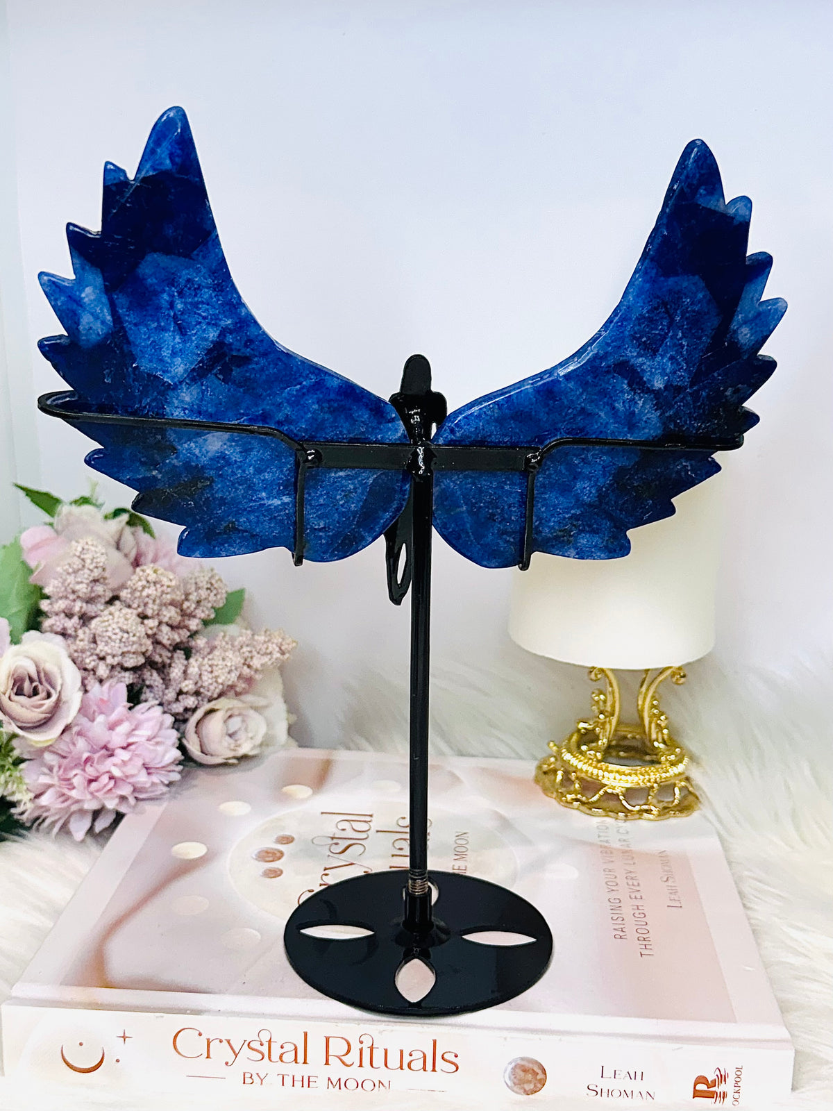 Large Blue Sodalite Angel Wings on Stand 23cm