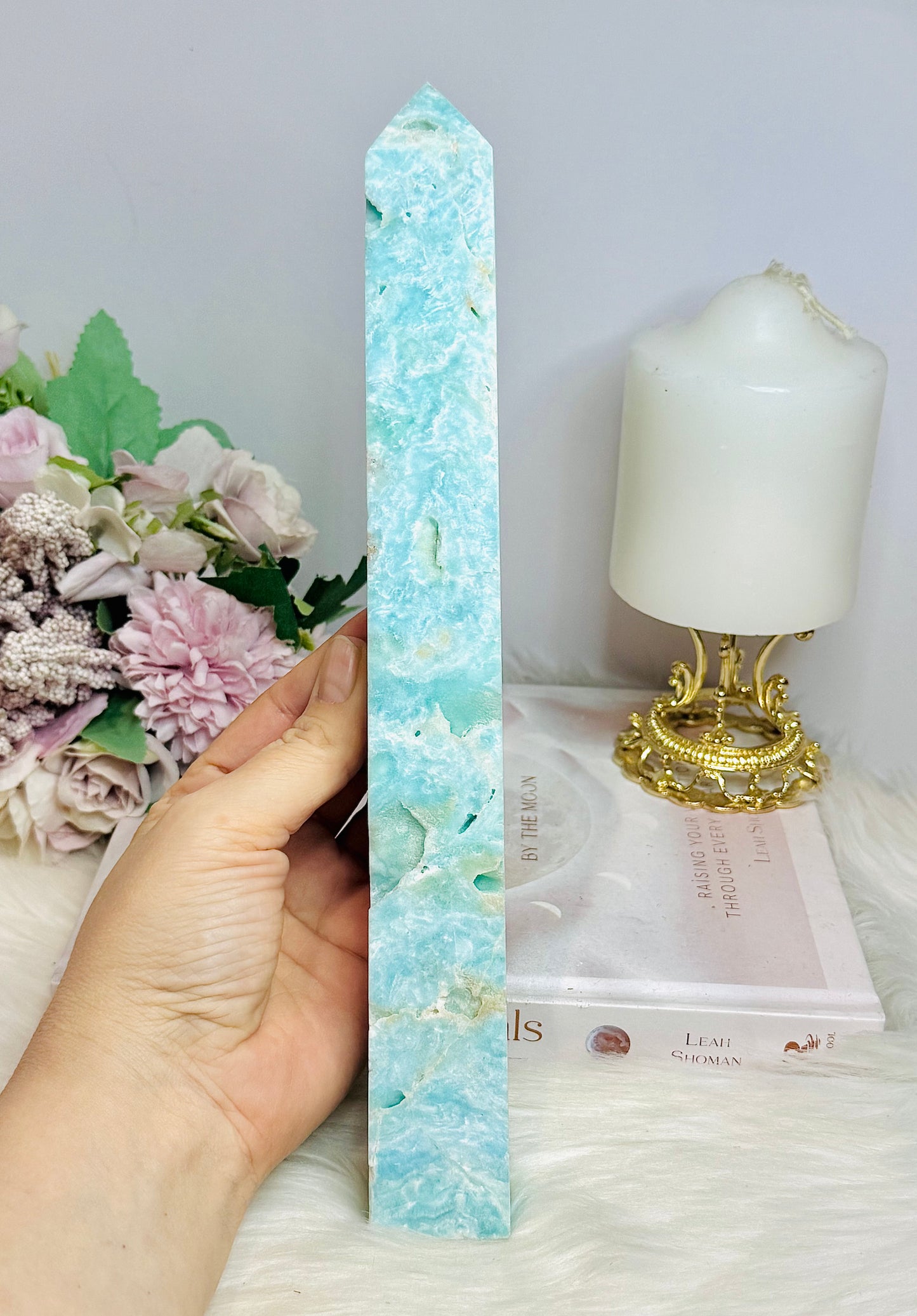 Large Blue Hemimorphite Druzy Raw Tower 26.5cm