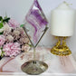 Purple Fluorite Carved Diamond On Stand 17cm
