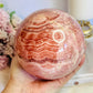 Huge 2.3KG Red Banded Calcite | Pork Stone Sphere On Stand