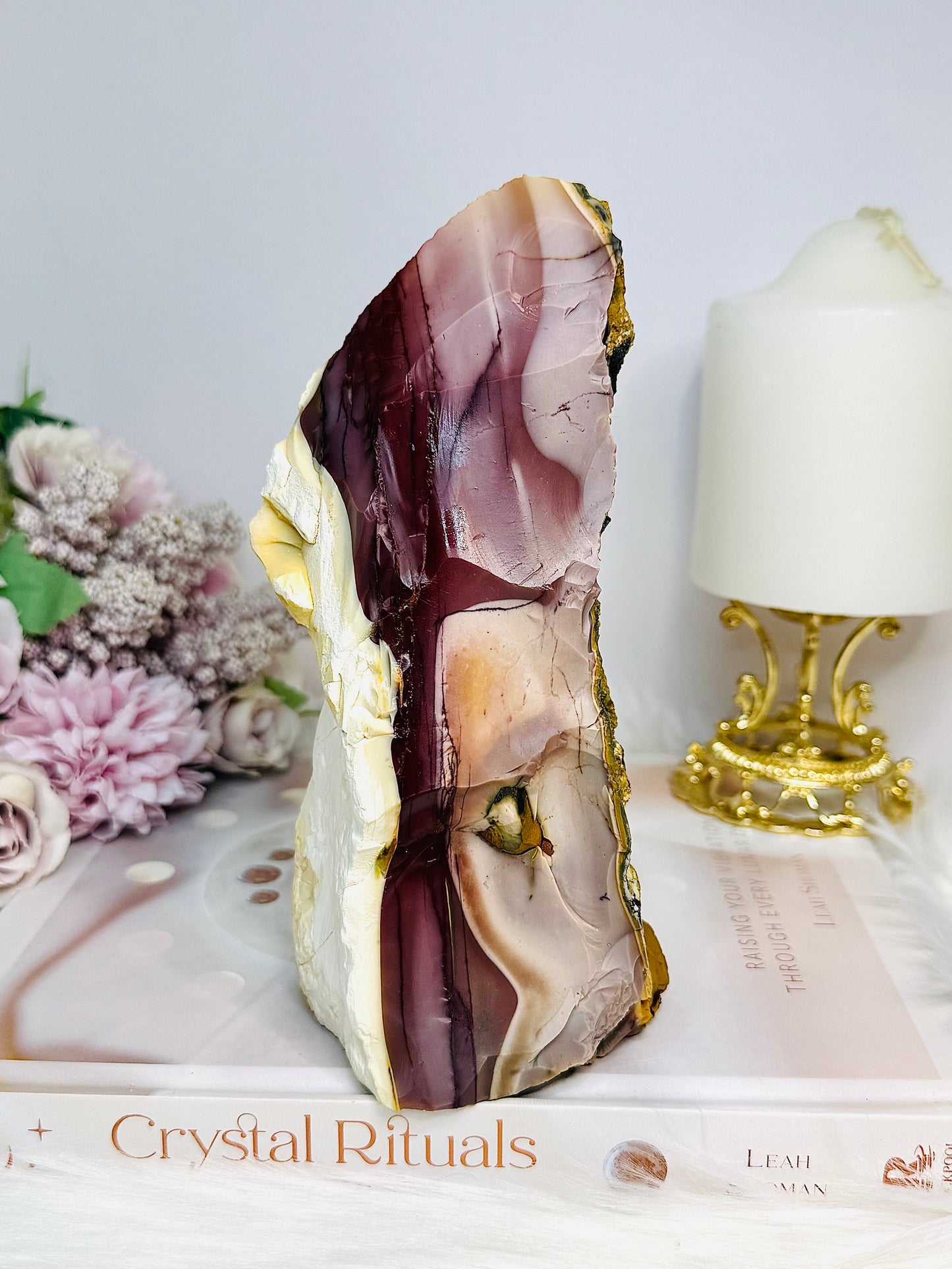 High Grade Mookaite Jasper Polished & Raw Slab 16cm 722g