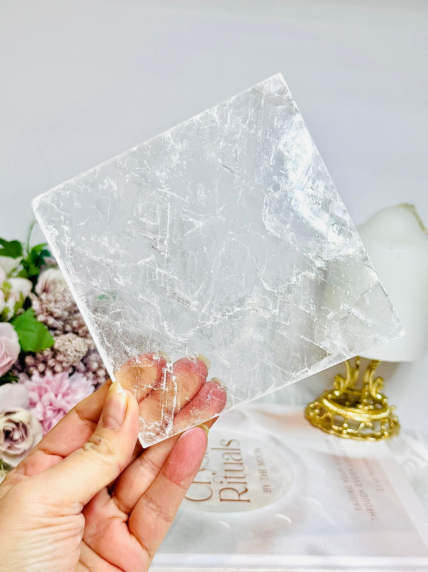 Natural Large Selenite Charging Slab 12cm