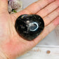 Chunky Black Moonstone Carved Heart with Rainbows 5.5cm