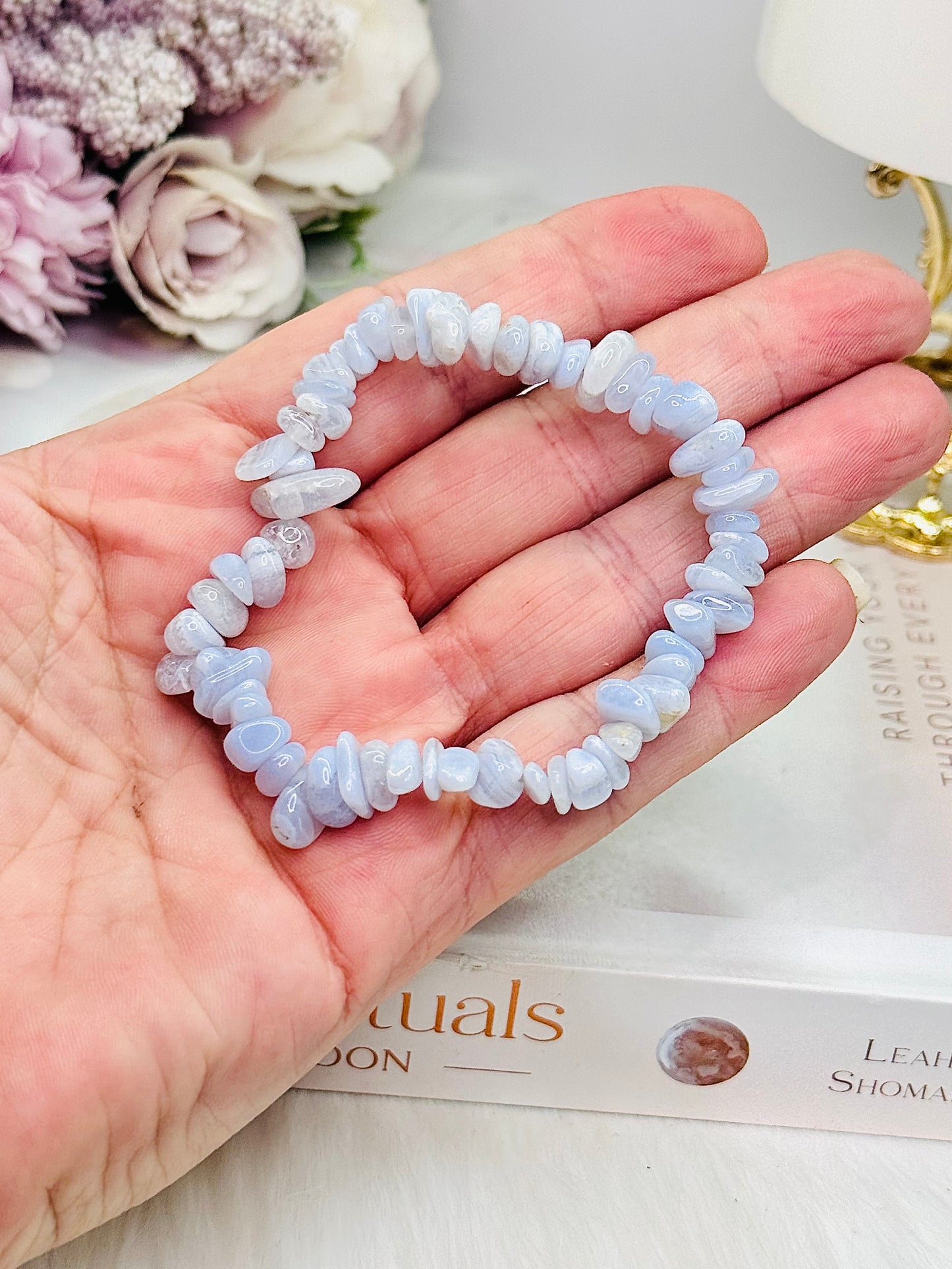 Beautiful Blue Lace Agate Bracelet in Gift Bag