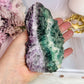 Natural Raw Large Fluorite Specimen Green & Purple Tiered 12cm 716grams