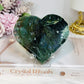 Large Moss Agate Heart on Stand 10cm